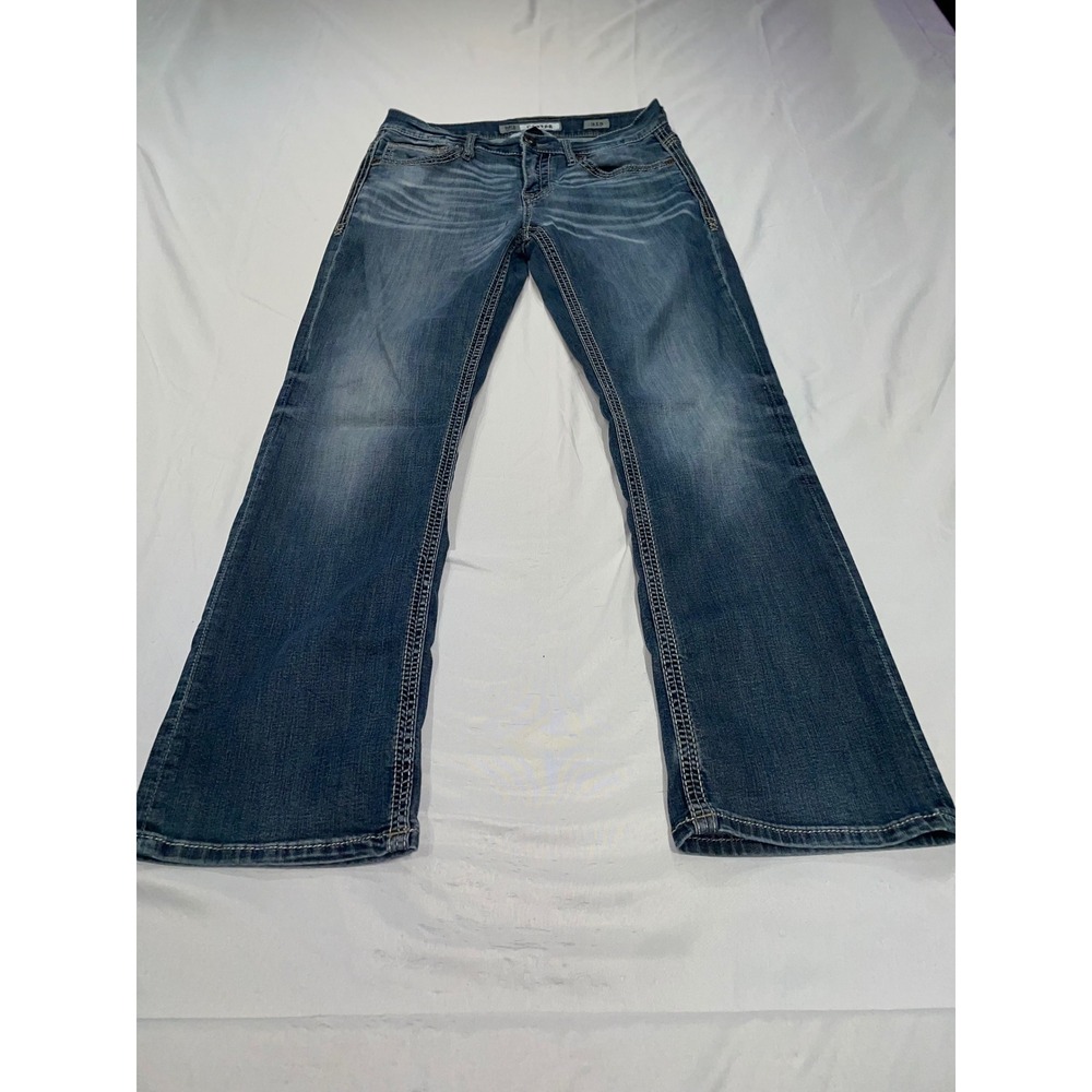 BKE Carter Bootleg Jeans Mens 31S Medium Wash Stretch Denim Whiskered Blue
